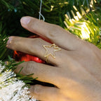 18k Gold Star Accent Ring - Delma Gold Jewelry