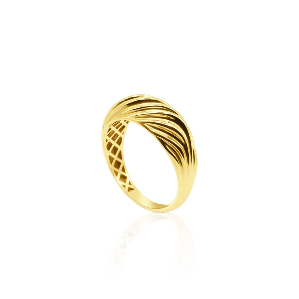 18k Gold Swirl Dome Ring - Delma Gold Jewelry