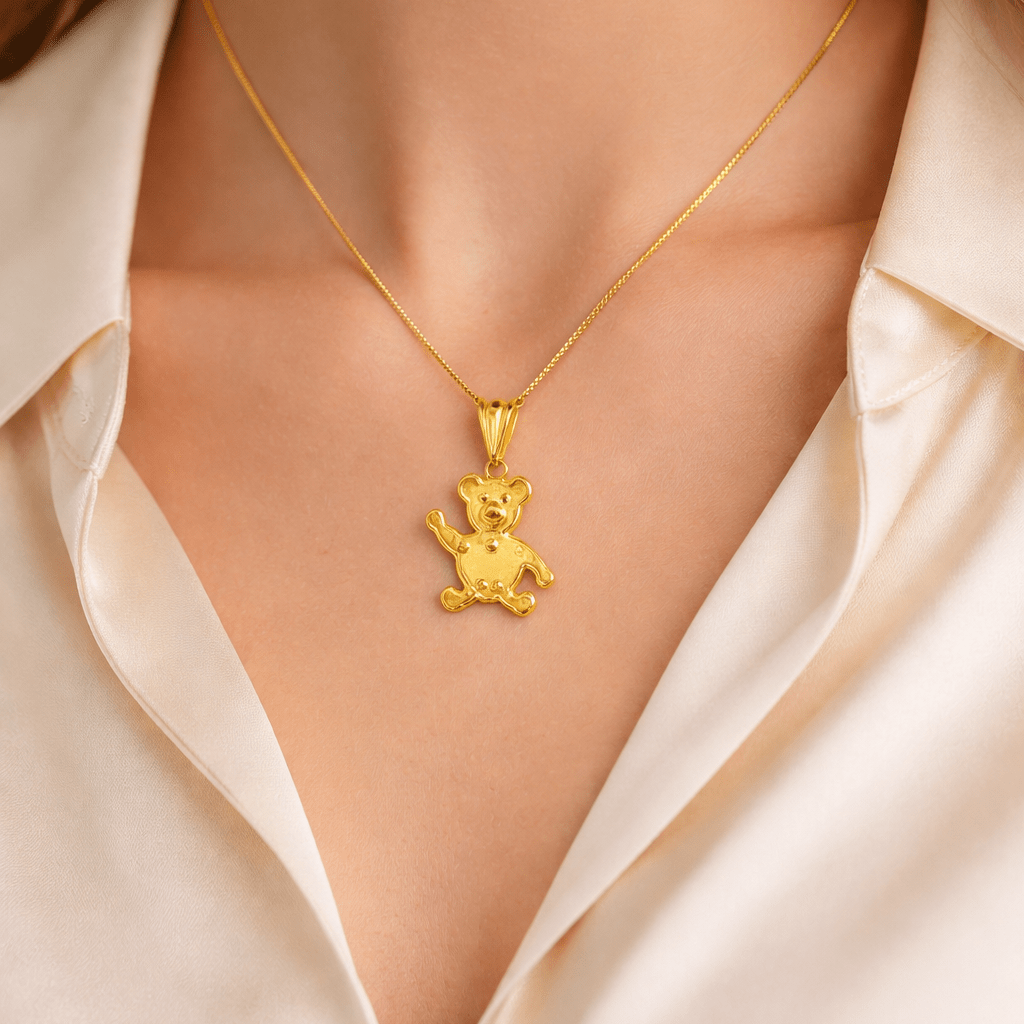 18K Gold Teddy Bear Pendant - Delma Gold Jewelry