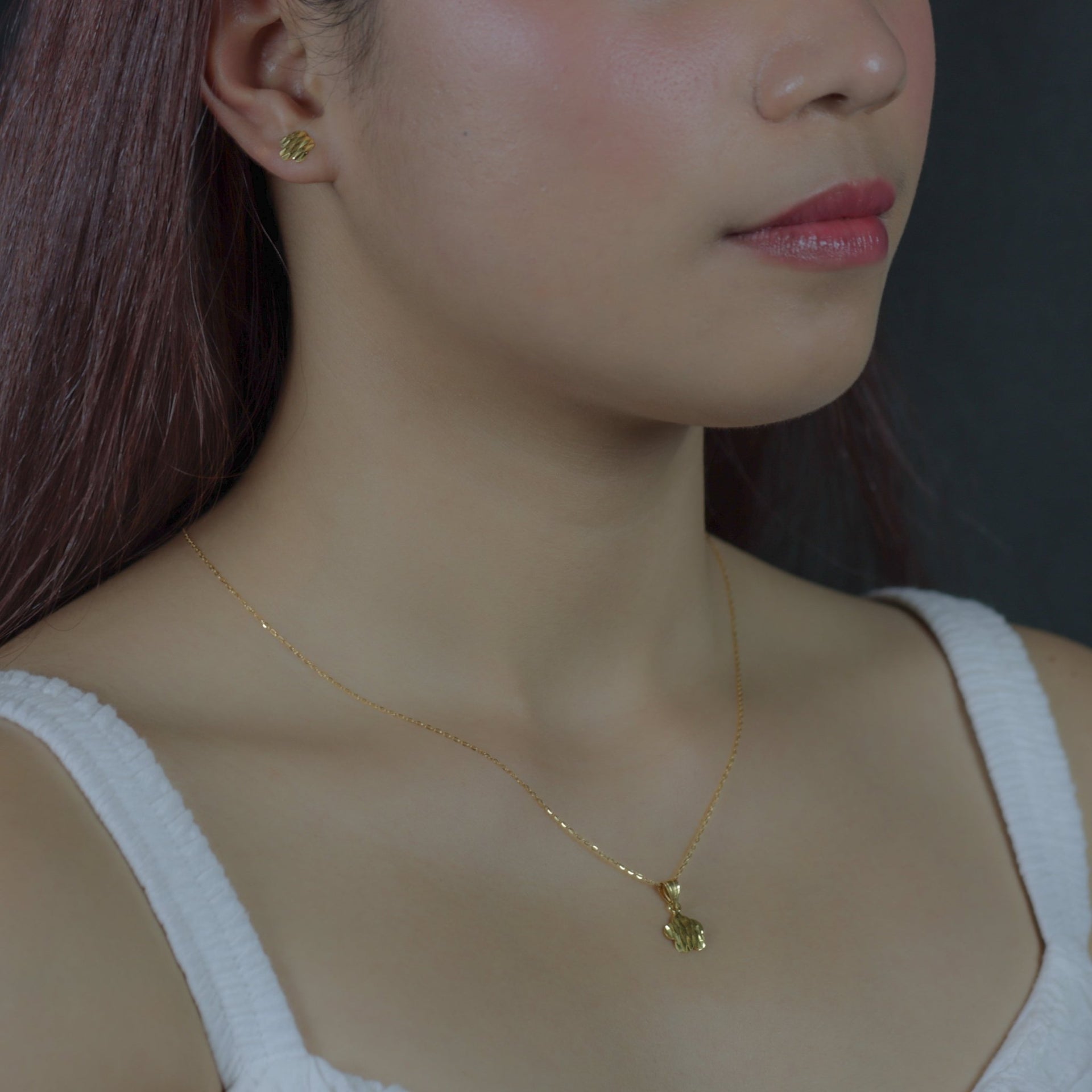 18k Gold Textured Flower Jewelry Set - Delma Gold Jewelry