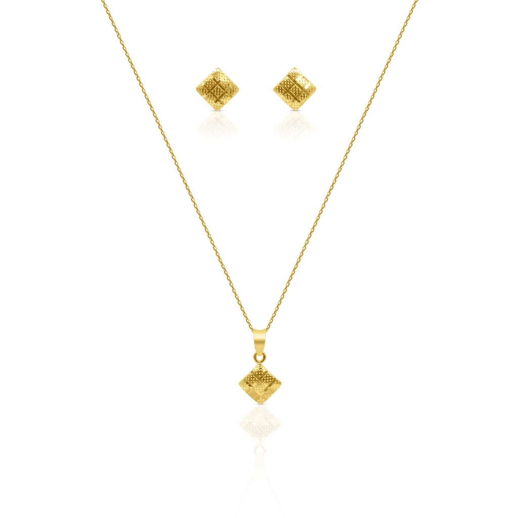 18k Gold Textured Square Jewelry Set - Delma Gold Jewelry