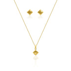 18k Gold Textured Square Jewelry Set - Delma Gold Jewelry