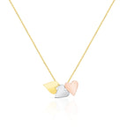 18k Gold Tricolor Heart Charm Necklace - Delma Gold Jewelry