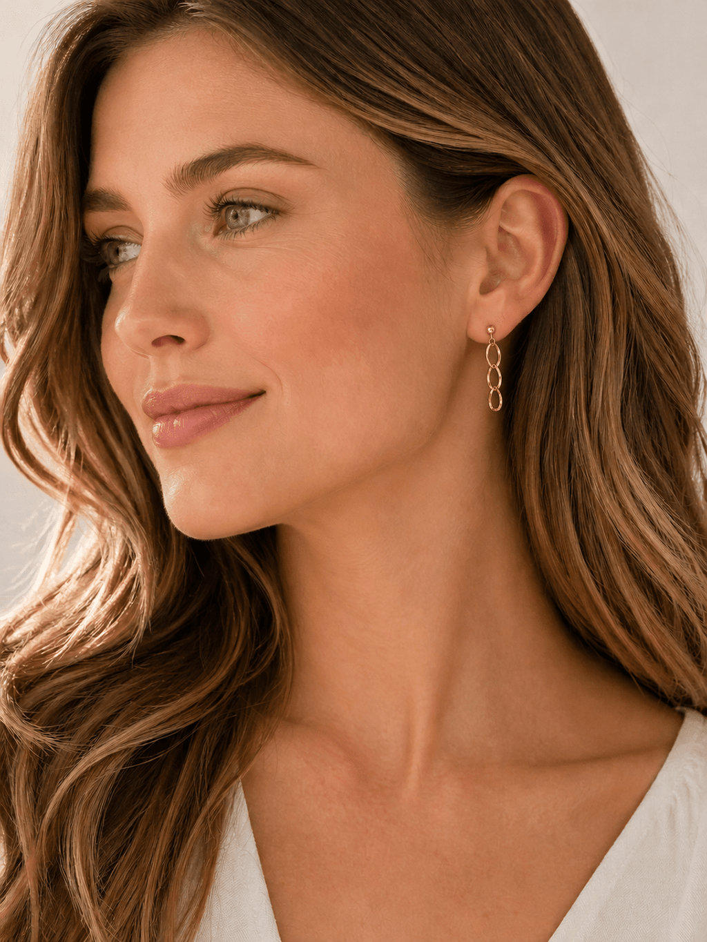 18K Gold Triple Link Drop Earrings - Delma Gold Jewelry