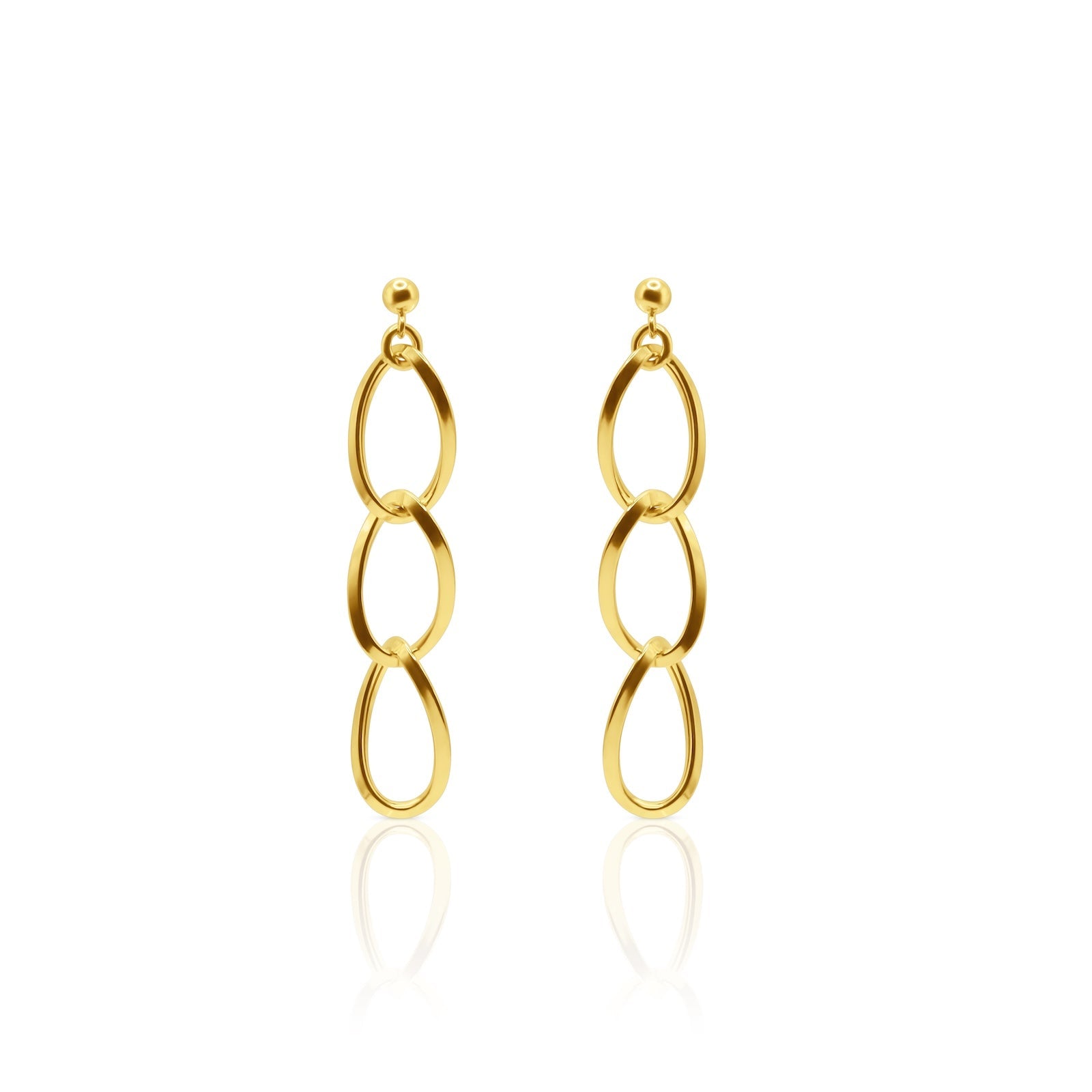 18K Gold Triple Link Drop Earrings - Delma Gold Jewelry