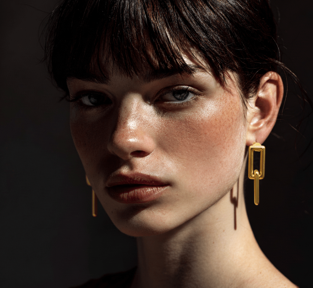 18k Linked Rectangle Earrings - Delma Gold Jewelry