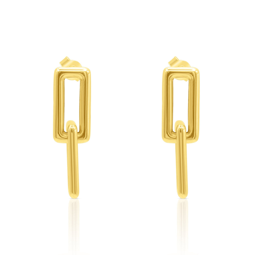 18k Linked Rectangle Earrings - Delma Gold Jewelry