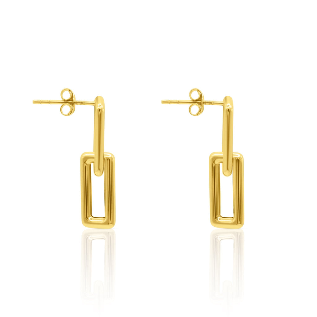 18k Linked Rectangle Earrings - Delma Gold Jewelry