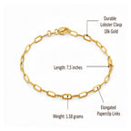 18K Solid Gold Paperclip Link Bracelet - Delma Gold Jewelry