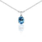 18K White Gold Blue Zircon Pendant - Delma Gold Jewelry