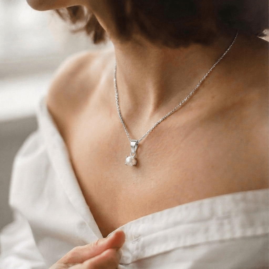 18K White Gold Pearl Pendant - Delma Gold Jewelry