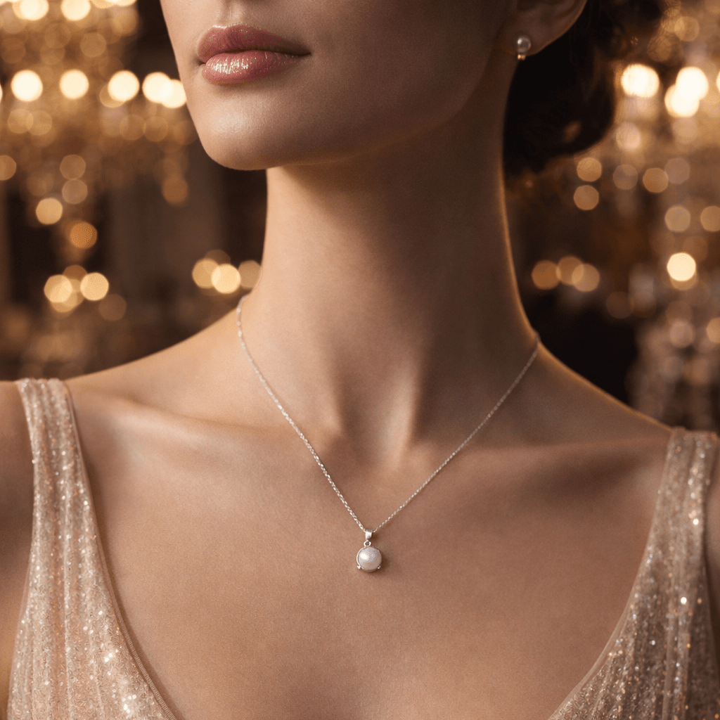 18K White Gold Pearl Pendant - Delma Gold Jewelry