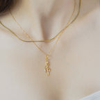 2 - Piece Set: 18k Box Necklace with G - Clef Pendant - Delma Gold Jewelry