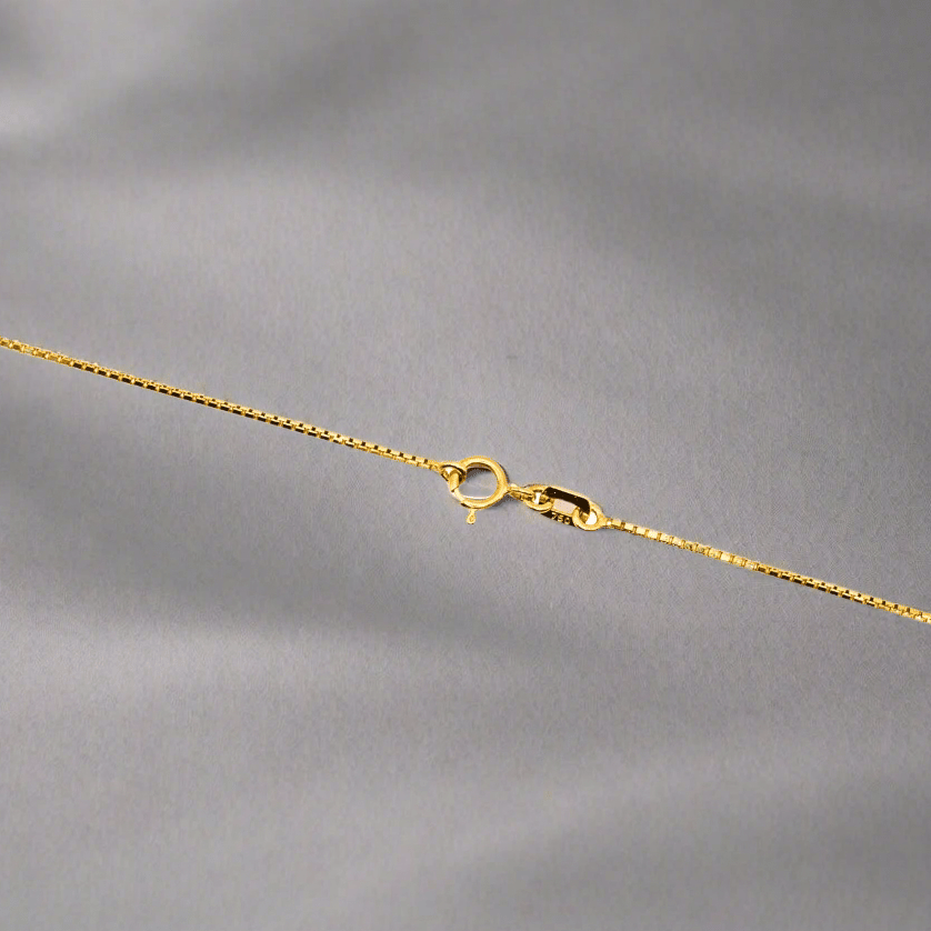 2 - Piece Set: 18k Box Necklace with G - Clef Pendant - Delma Gold Jewelry