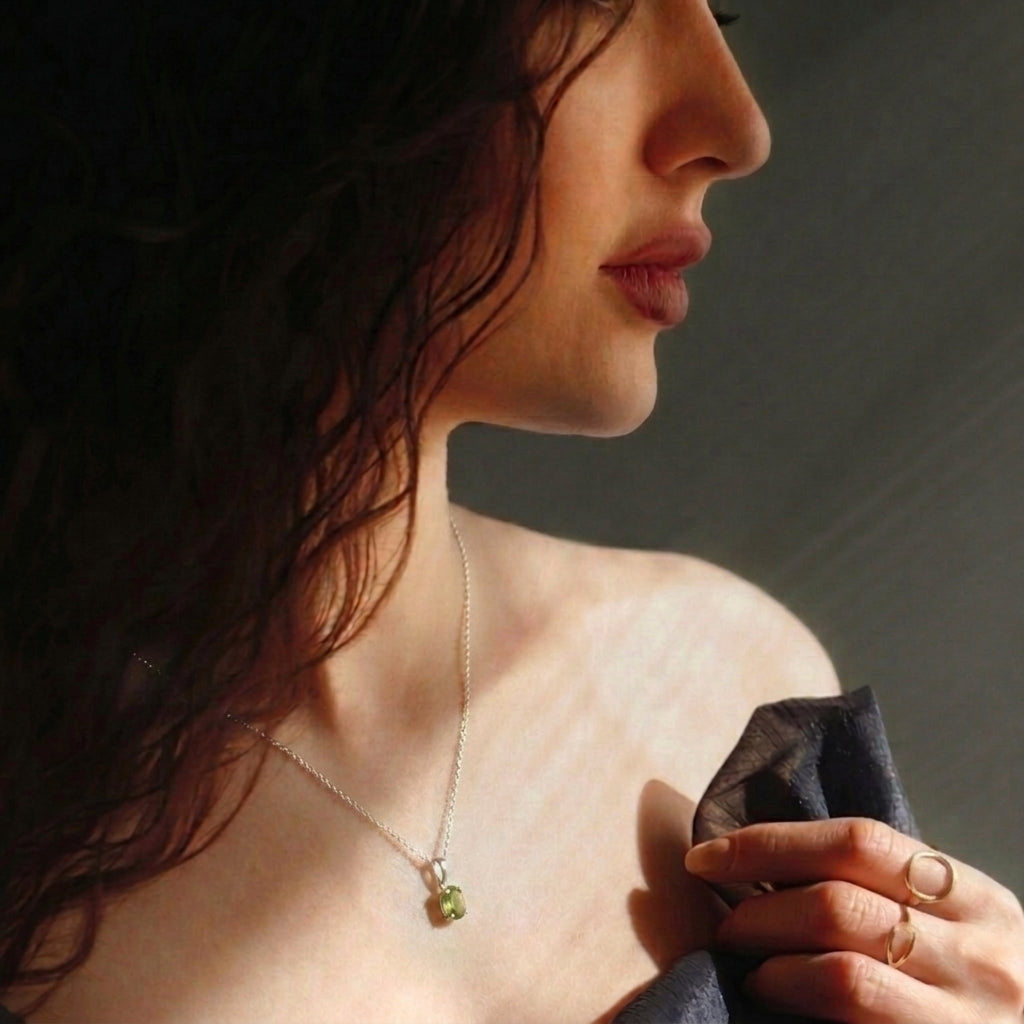 Verdant Radiance Peridot Oval Pendant