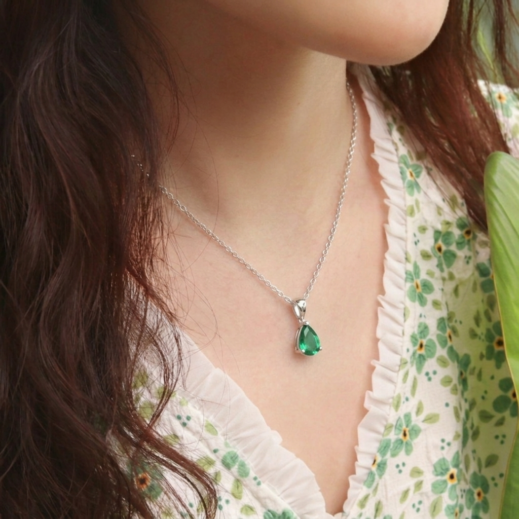Verdant Grace Emerald Drop Pendant