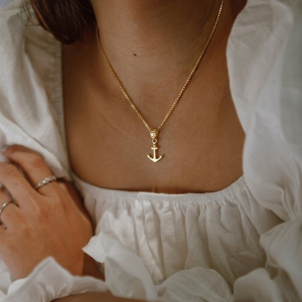 Anchor of Strength 18K Gold Pendant
