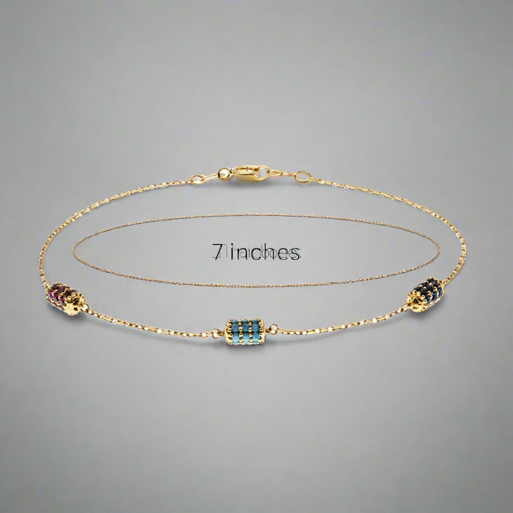 Complete view of the bracelet showing the actual length in inches