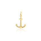 Anchor Charm Pendant, Solid 18K Gold