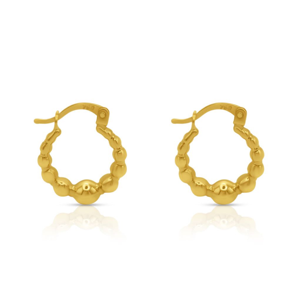 18k Gold Ball Hoop Earrings