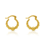 Ball Hoop Earrings, Solid 18K Gold