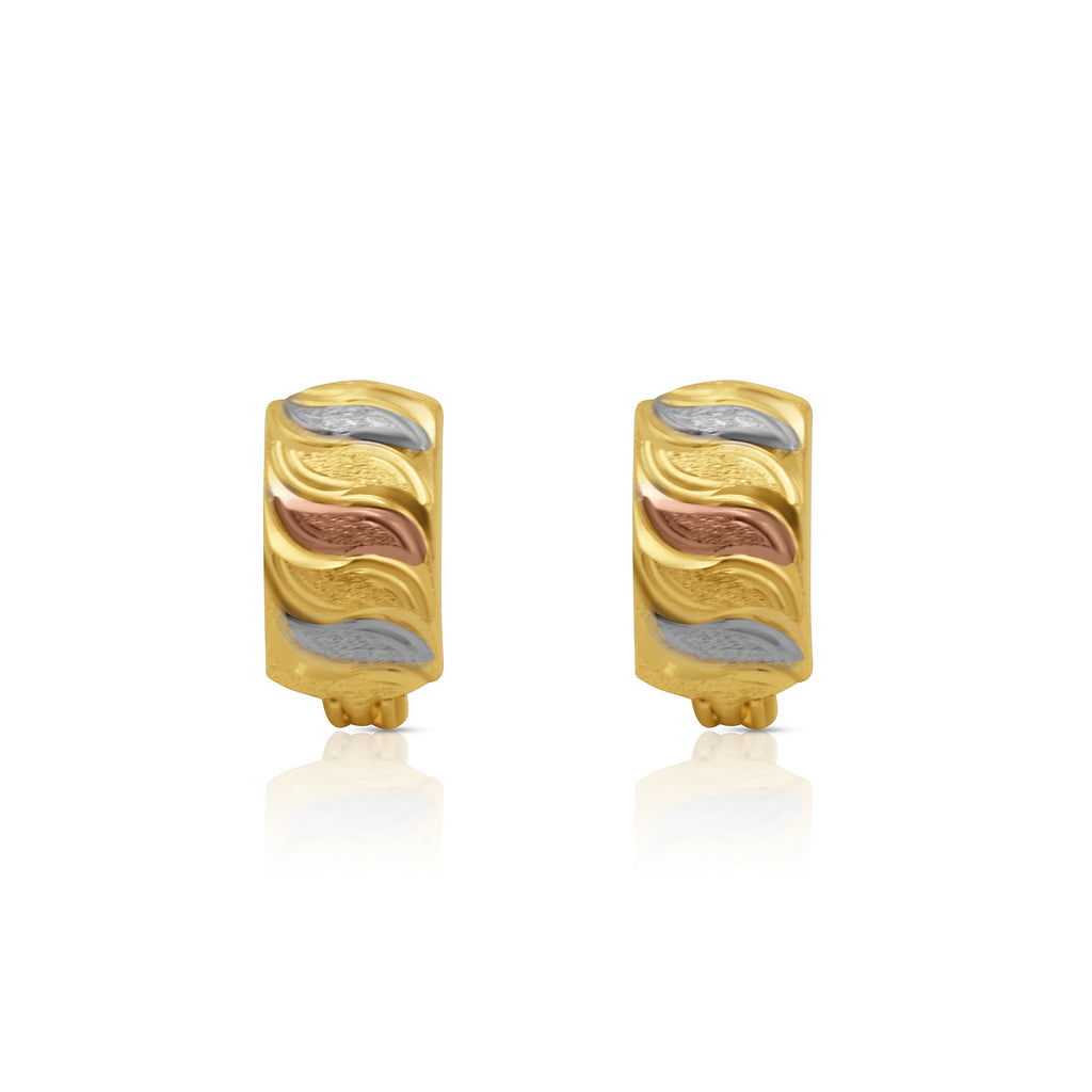 18k Gold Tri-Color Half Hoop Earrings