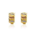 Tri-Gold Half Hoop Earrings, Solid 18K Gold