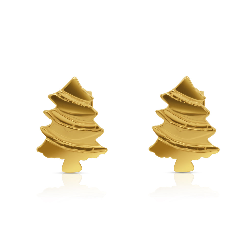 18k Gold Christmas Tree Earrings