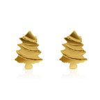 Evergreen Tree Earrings, Solid 18K Gold