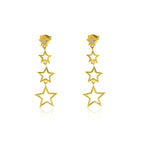 Triple Star Drop Earrings, Solid 18K Gold