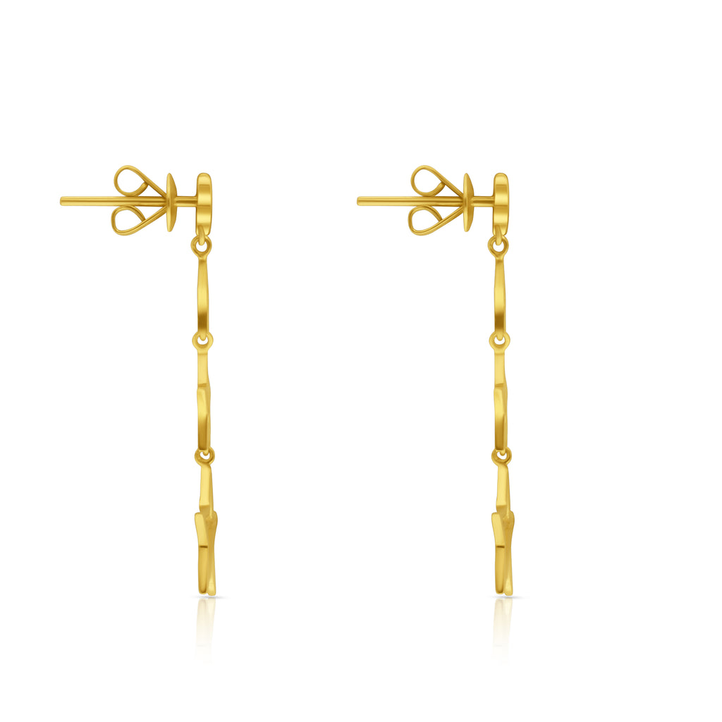 18k Gold Triple Star Dangling Earrings