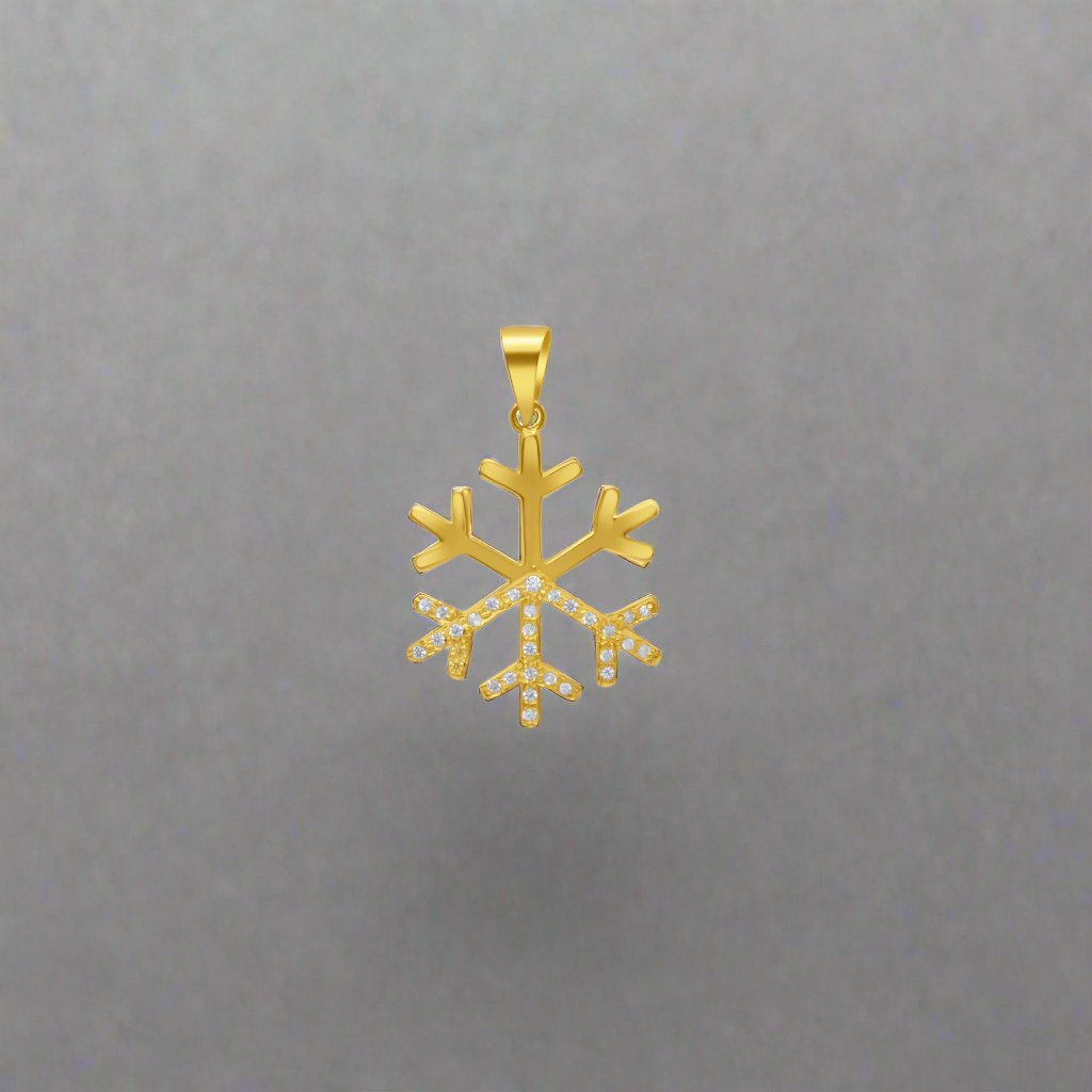 18k Gold & Zirconian Diamond Snowflake Pendant