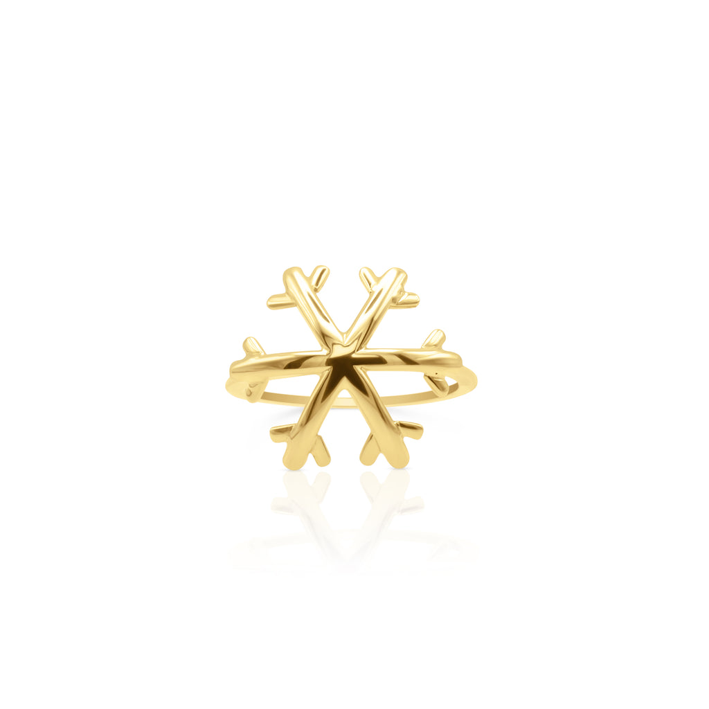 18k Gold Snowflake Ring