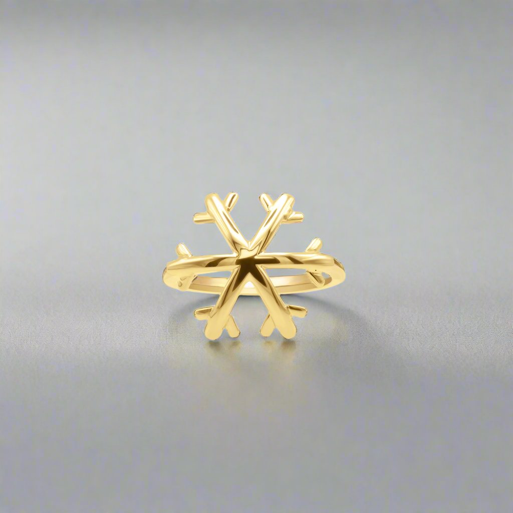 18k Gold Snowflake Ring