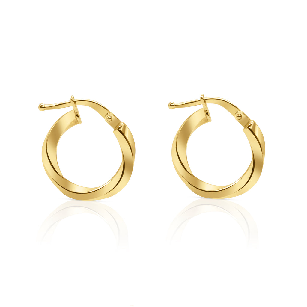 18k Gold Twisted Design Hoop Earrings