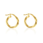 Twisted Hoop Earrings, Solid 18K Gold