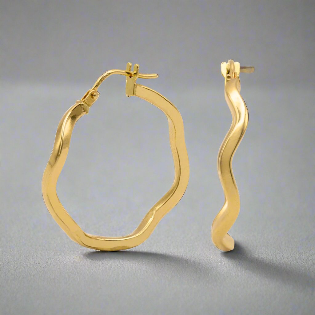 Serene Wave Gold Hoop Earring