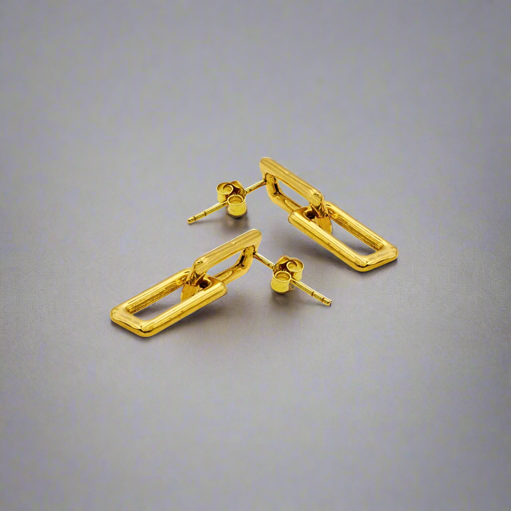 18k Linked Rectangle Earrings