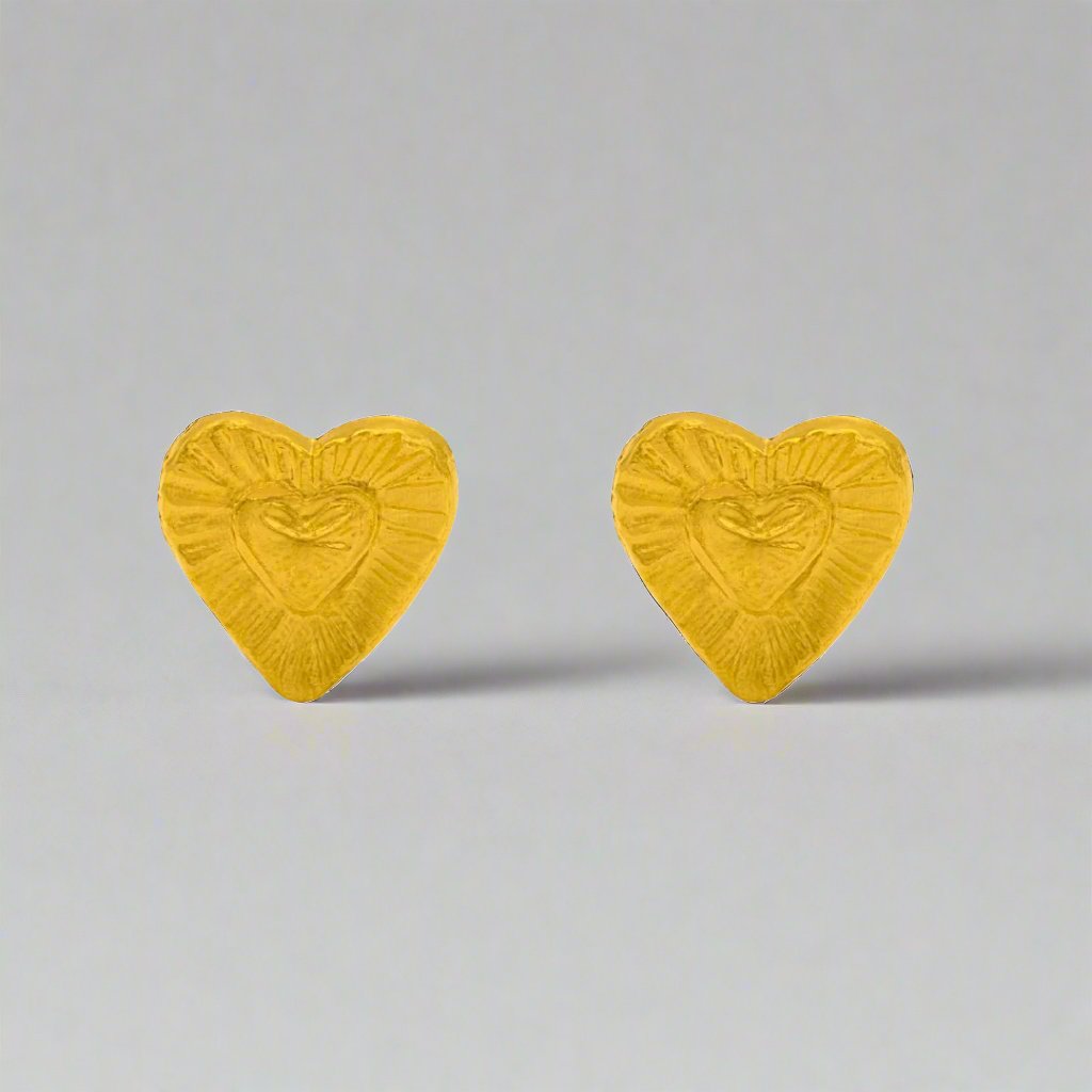 Enchanted Heart Butterfly Gold Earring