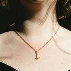 Anchor Charm Pendant, Solid 18K Gold - Delma Gold Jewelry