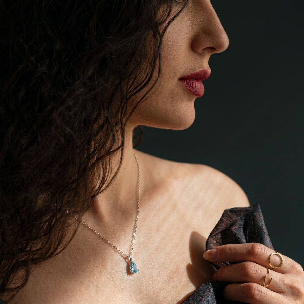 Aquamarine Teardrop Pendant - Delma Gold Jewelry