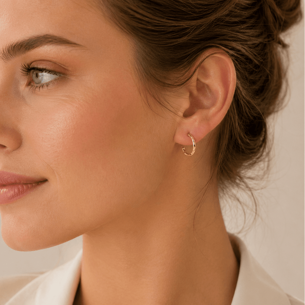 Aurora Textured 18K Gold Mini Hoops - Delma Gold Jewelry