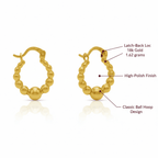 Ball Hoop Earrings, Solid 18K Gold - Delma Gold Jewelry