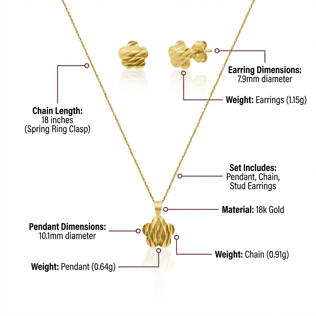 Blooming Flower Jewelry Set, Solid 18K Gold - Delma Gold Jewelry