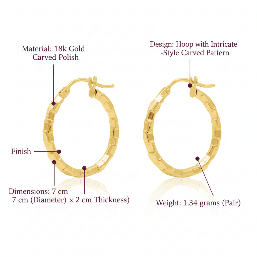 Boxed Elegance Hoop Earrings, Solid 18K Gold - Delma Gold Jewelry