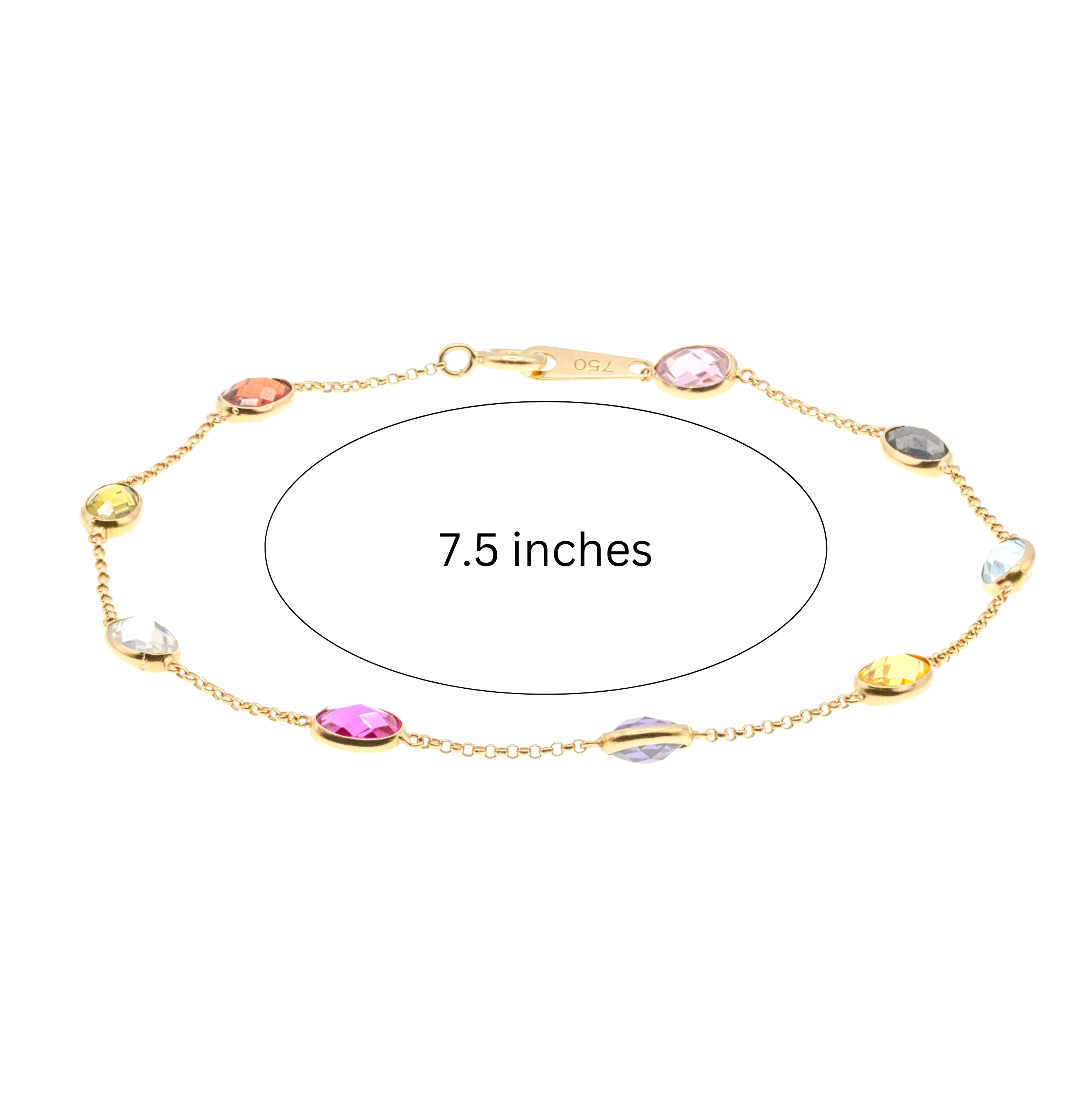 A full view of the bracelet displaying the actual length in inches