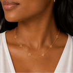 Celeste Clover 18K Gold Station Necklace - Delma Gold Jewelry