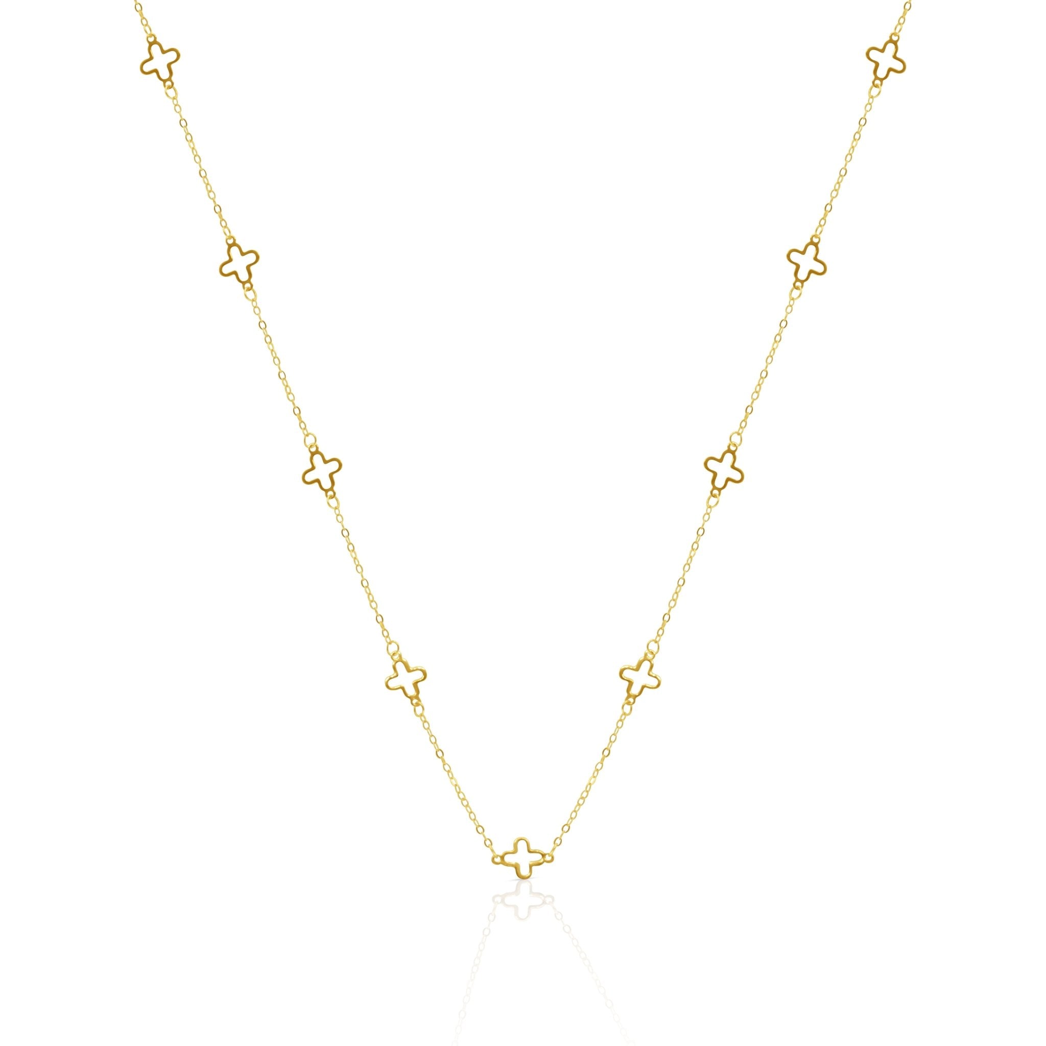 Celeste Clover 18K Gold Station Necklace - Delma Gold Jewelry