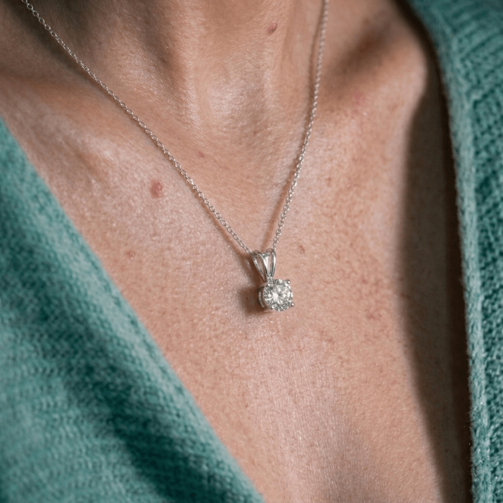 Celeste Spark Round Moissanite Pendant - Delma Gold Jewelry