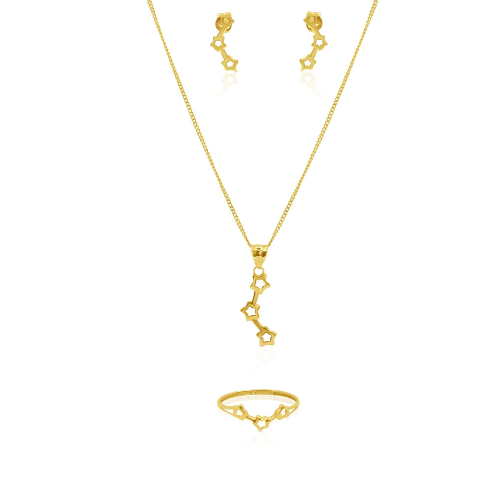 Celestial Star Drop Jewelry Set – 18K Gold Necklace, Earrings & Ring - Delma Gold Jewelry